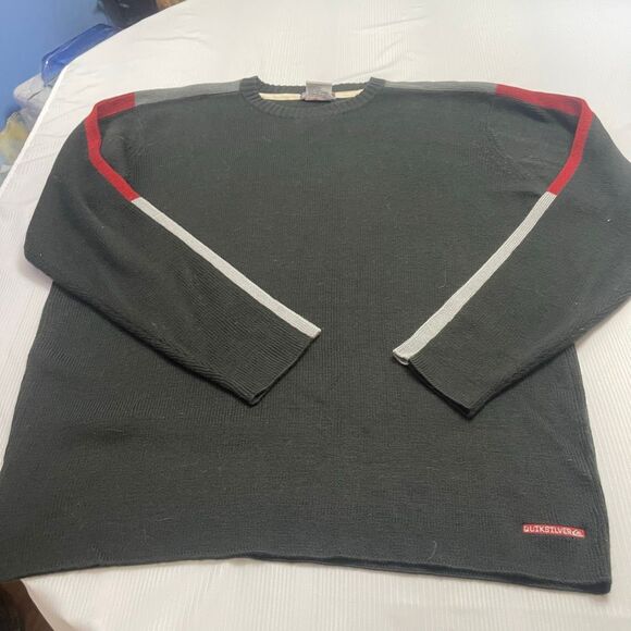 Quiksilver Dark Grey Y2k VTG Knit 90s Sweater Size XL - Picture 4 of 7